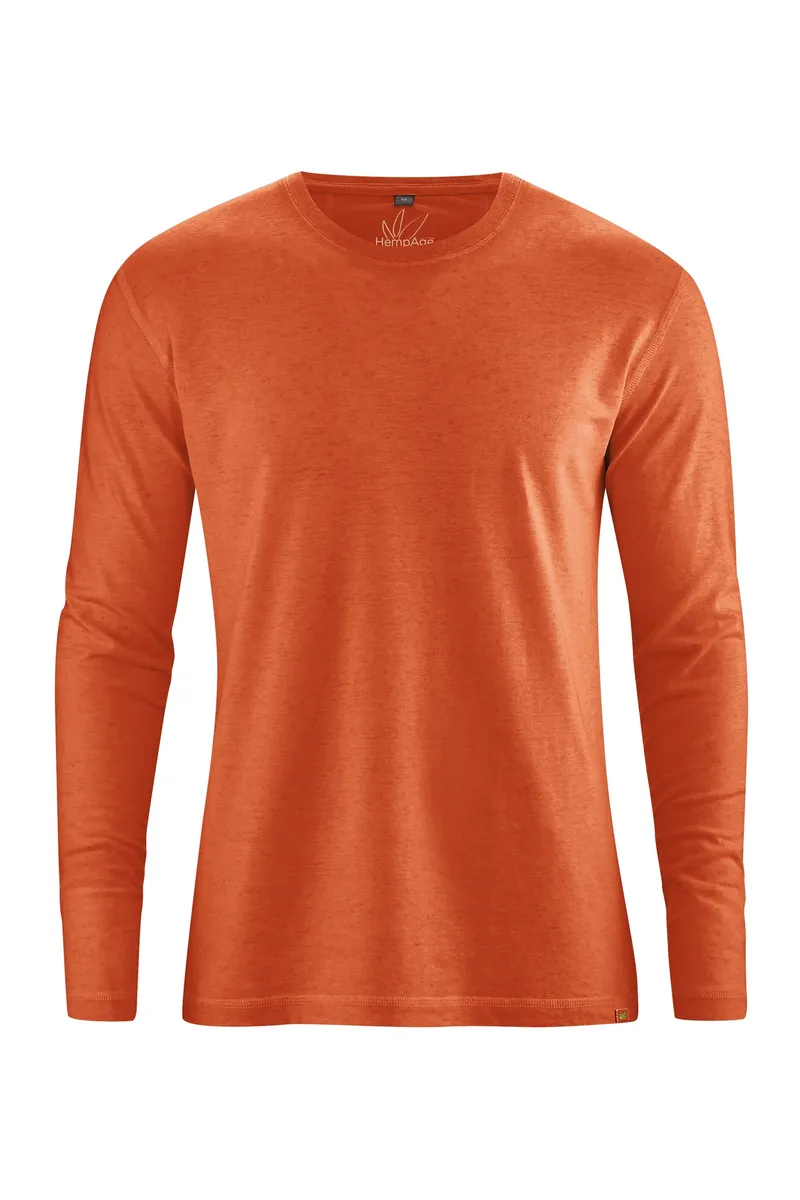 HempAge Hempage Herren vegan Langarmshirt Basic Fox Orange, Orange, – Produktbild 1 von 2
