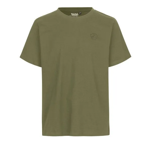HANDGEDRUCKT HANDGEDRUCKT "Schlummerfuchs" Unisex T-Shirt aus reiner Baumwolle (kbA), Military, – Produktbild 2 von 3