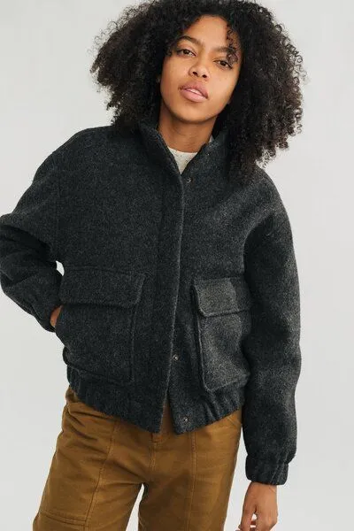 TWOTHIRDS TWOTHIRDS Jacke aus gekochter Wolle Bushmill, Dark grey, – Produktbild 3 von 3
