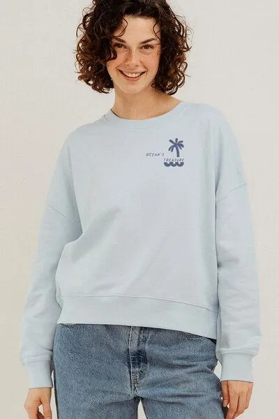 Kultgut Kultgut Artdesign - Biofair- Pulloversweater im Boxistyle / Ocean Treasure, Hellblau, – Produktbild 1 von 4