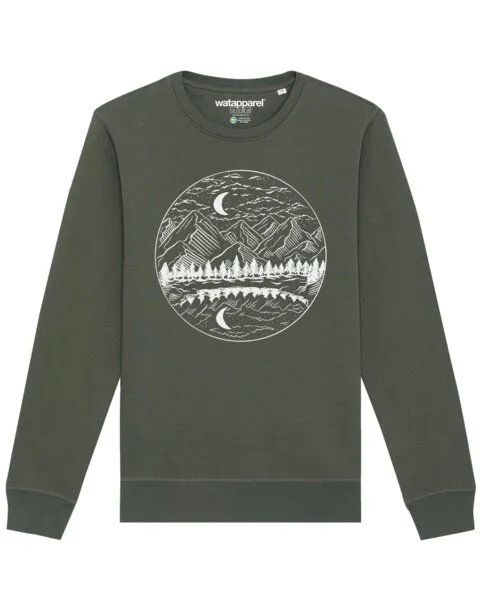 watapparel watapparel Sweatshirt Unisex Mountains by night, Khaki, – Produktbild 1 von 4