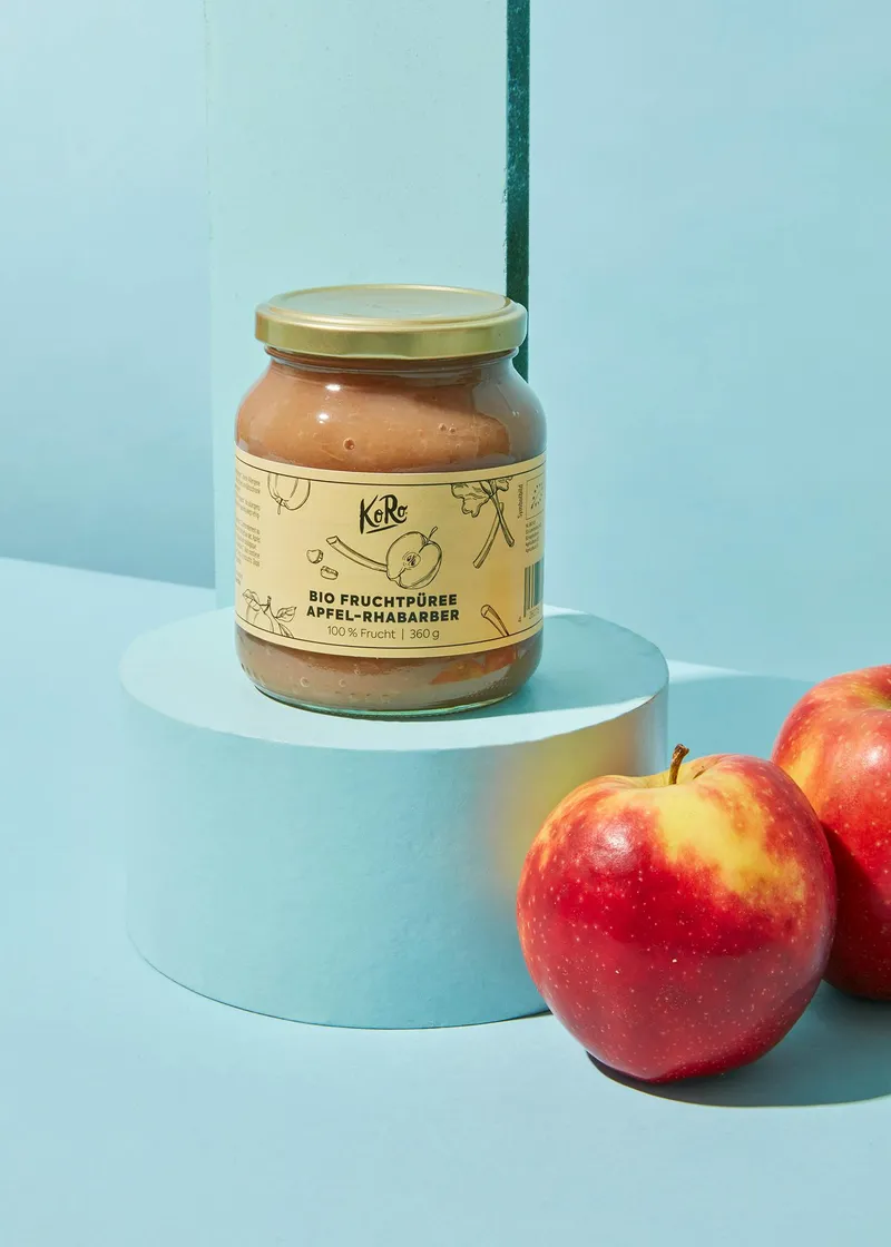 KoRo Bio Fruchtpüree Apfel-Rhabarber 360 g – Produktbild 1 von 5