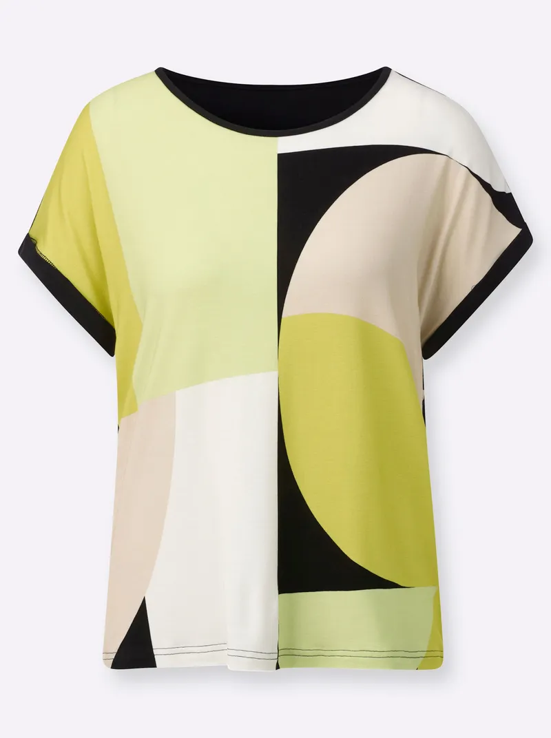 Witt Print-Shirt, Pistazie-schwarz-bedruckt, – Produktbild 2 von 2