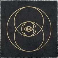 Veskor Cassiopeia Veskor Cassiopeia VESICA PISCIS Heilige Geometrie Linoldruck | 22 × 22 cm | Gold auf Schwarz – Produktbild 1 von 1