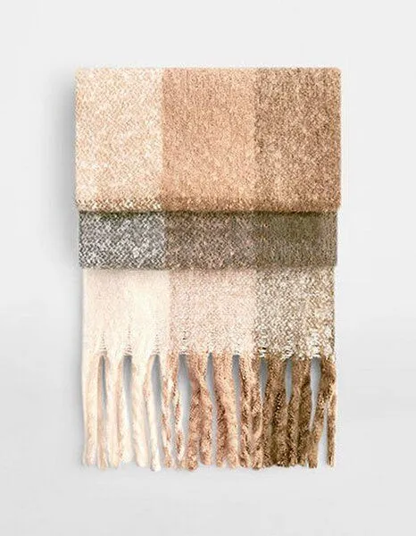 Beechfield Beechfield Karierter Winterschal Oversize (223 x 33 cm) weiches Material, Brown check, – Produktbild 1 von 2