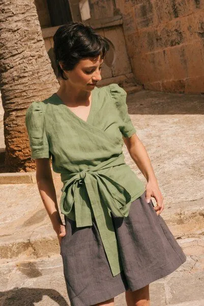 AmourLinen AmourLinen Betty Klassische Leinenhosen, Holzkohle, – Produktbild 4 von 4
