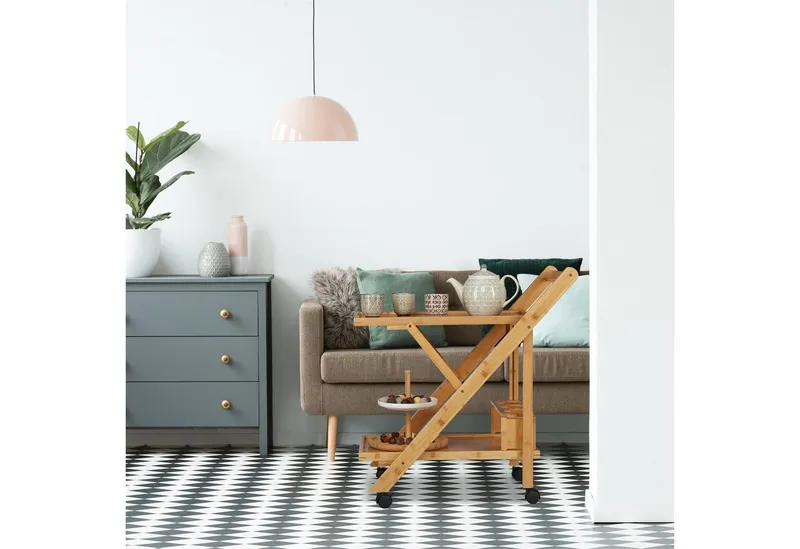 RELAXDAYS RELAXDAYS Küchenwagen Bambus mit 2 Ablagen, (1 St), Braun|schwarz, – Produktbild 2 von 5