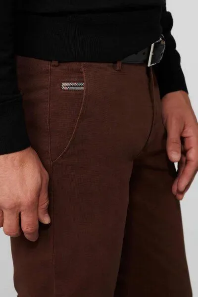 Meyer MEYER Micro Print Baumwoll Twill Chino, Rot (kupfer), – Produktbild 4 von 4