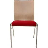 Besucherstuhl "A45" Buche, Gestell verchromt, Steg, Sitzpolster rot – Produktbild 1 von 1