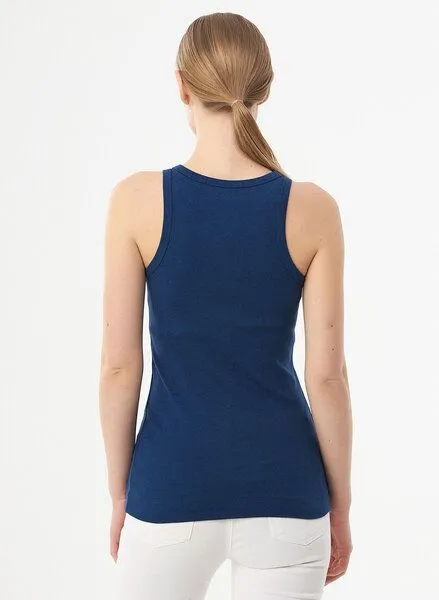 ORGANICATION ORGANICATION Geripptes Basic Top aus Bio-Baumwolle, Navy, – Produktbild 4 von 4