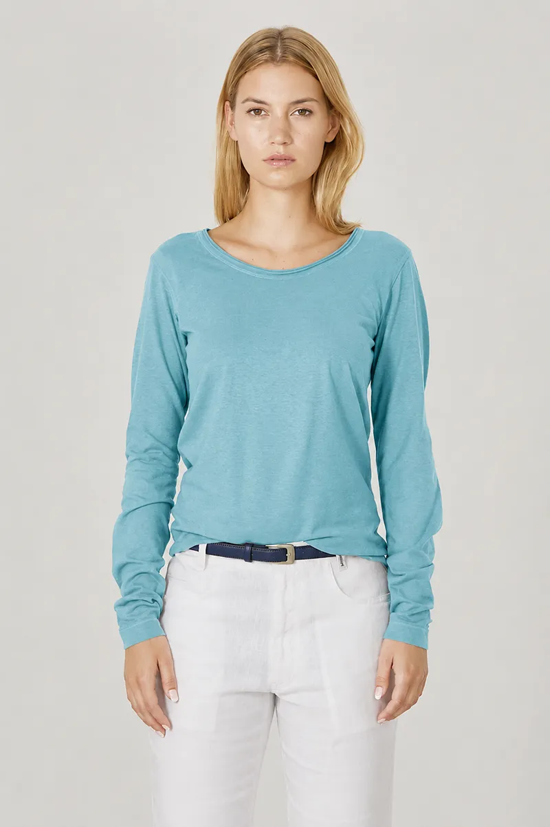 HempAge Hempage Damen vegan Langarm T-Shirt Wave Blau, Blau, – Produktbild 2 von 2