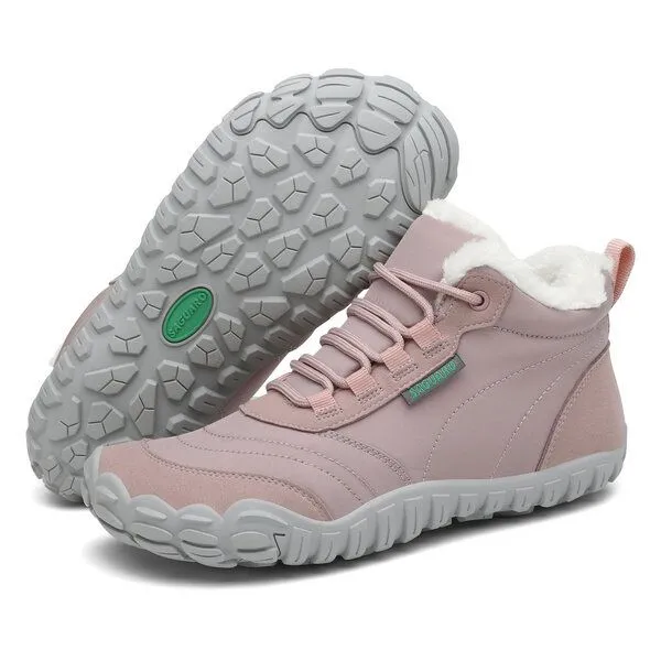 SAGUARO SAGUARO Barfuß-Schuhe vegan Winter-Stiefel warm & weich gefüttert, Rosa 0167, – Produktbild 1 von 4