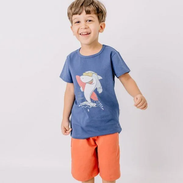 Cotokids Cotokids Kinder T-Shirt GOTS-zertifiziert aus Bio-Baumwolle, blau mit buntem Frontmotiv, kurzarm – Walkiddy, weich & hautfreundlich für Alltag und Kita, Blau, – Produktbild 1 von 3
