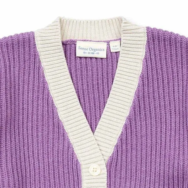 Sense Organics Sense Organics Kinder Strickjacke mit Colour-Blocking, Modell NUAKOO, Flieder-terrakotta-grüner tee melange, – Produktbild 3 von 4