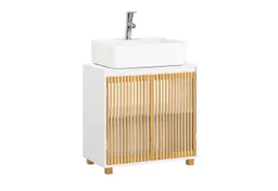 SoBuy Waschbeckenunterschrank BZR125 Badezimmerschrank Waschtisch Unterschrank Badmöbel Weiß-Natur – Produktbild 1 von 1