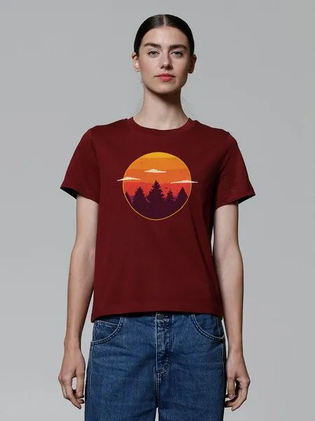 watapparel watapparel T-Shirt Frauen Sunset forest, Burgundy, – Produktbild 2 von 3