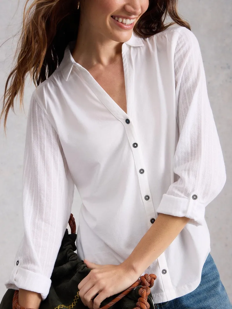 White Stuff Bluse Annie aus Material-Mix - 52, Reines weiß, – Produktbild 3 von 4