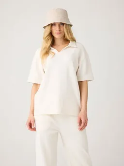 KnowledgeCotton Apparel KnowledgeCotton Apparel Poloshirt mit Waffle-Struktur und Split-Kragen aus Bio-Baumwolle – Produktbild 1 von 1