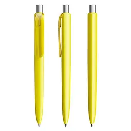 prodir prodir® Druckkugelschreiber DS8 PMM Push, blaue Mine, gelb/silber satiniert – Produktbild 1 von 1