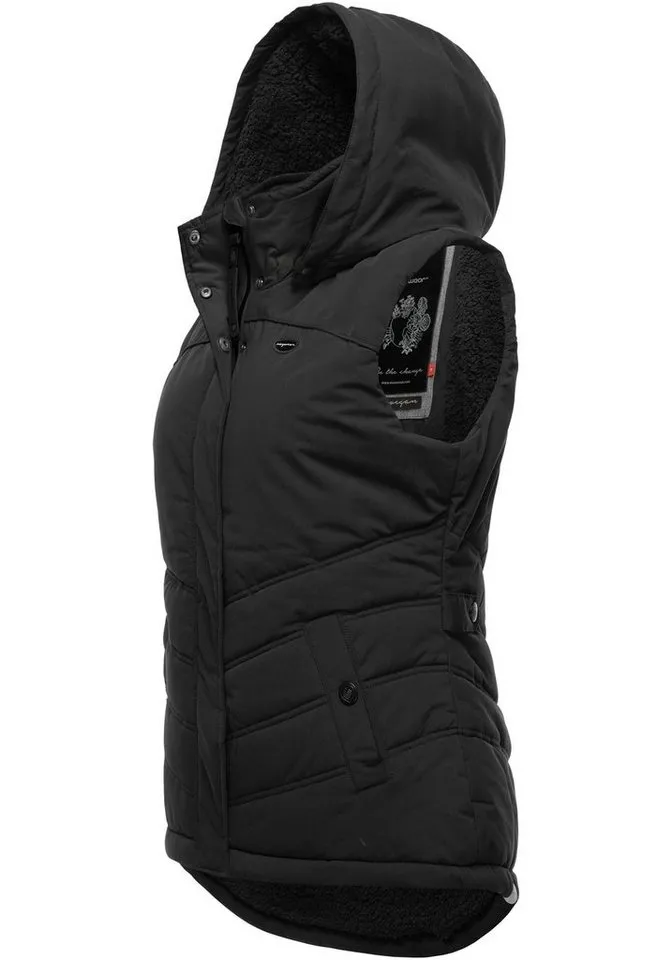 ragwear ragwear Steppweste Hesty Wasserdichte Outdoor-Weste mit abnehmbarer Kapuze, Schwarz, – Produktbild 3 von 5
