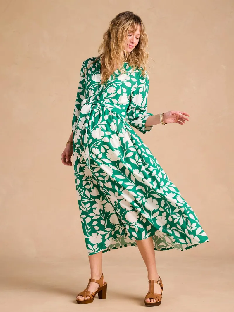 Envie De Fraise Maxikleid mit Blumen für Schwangerschaft und Stillzeit ENVIE DE FRAISE, Grün, – Produktbild 3 von 4