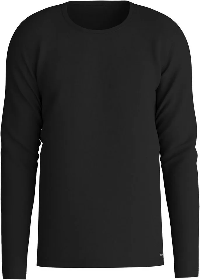 CALIDA CALIDA Langarmshirt Cotton Code Rundhals-Ausschnitt, Single Jersey, formstabil, elastisch, weich, Schwarz, – Produktbild 2 von 5