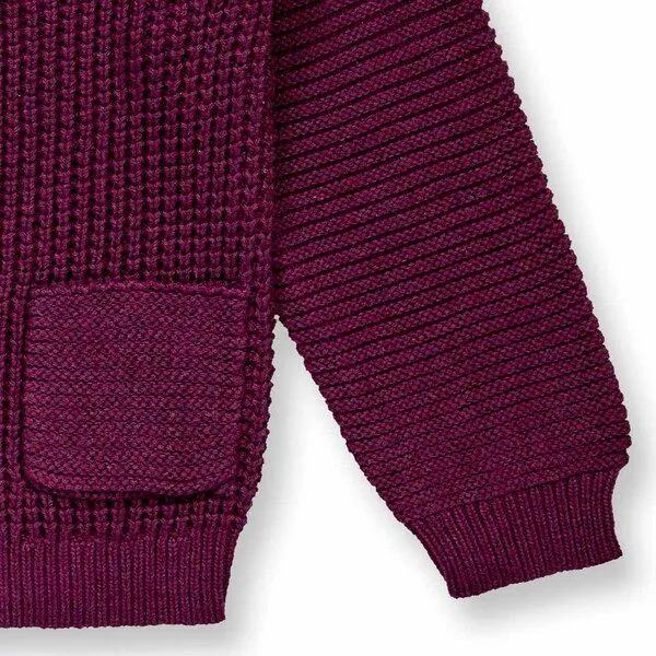 Sense Organics Sense Organics Kinder Strickjacke, Modell TULIA, Bordeauxrot melange, – Produktbild 3 von 3