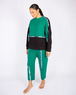 ÆVRIL ÆVRIL Unisex Sweatshirt // Tobiume Print, Emerald, Black // Bio-Baumwolle – Produktbild 1 von 1