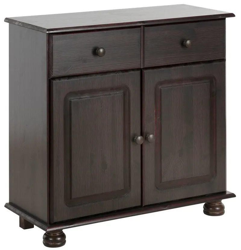 OTTO home Sideboard Mette Kommode mit 2 Türen & 1 Schubladen, die optisch geteilt ist, Kommode mit gefrästen, kugelförmigen Füßen, 2 Türen und 1 Schublade, Braun, – Produktbild 3 von 5