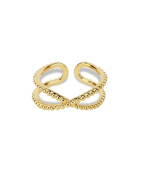 lille mus lille mus Ring 'Doppelperlen' 925 Silber, Gold, – Produktbild 2 von 2