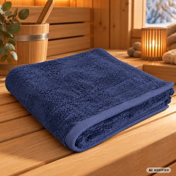VEGAN home Saunatuch | 100% Bio-Baumwolle | 100x200cm | Verschiedene Farben, Navyblau, – Produktbild 1 von 2