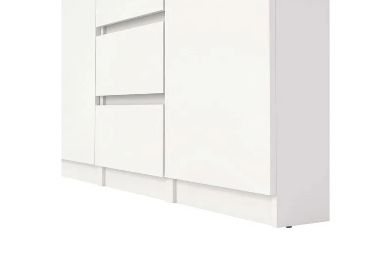 Home affaire Kommode Naia - 4 Schubladen & 2 Türen, grifflose Front, Made in Denmark (Breite: 121 cm, in mehreren Farben), Sideboard, skandinavisches & modernes Design mit viel Stauraum, Weiß, – Produktbild 3 von 8