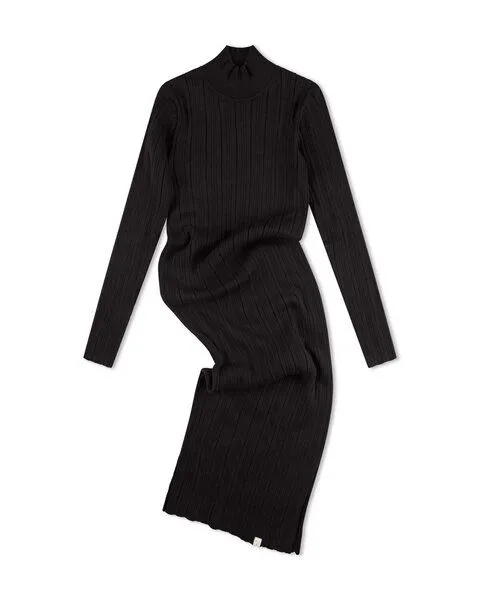 MATONA Matona Elegantes langes Kleid für Frauen aus Bio-Baumwolle / Ribbed Dress, Onyx, – Produktbild 3 von 4