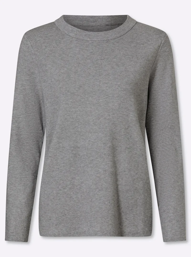 heine Pullover steingrau-meliert, Steingrau-meliert, – Produktbild 1 von 2