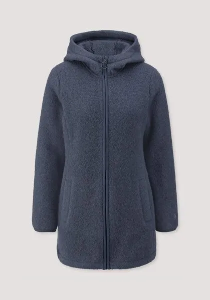 hessnatur hessnatur Wollfleece-Jacke mit Kapuze Regular aus reiner Bio-Merinowolle, Graphitblau, – Produktbild 4 von 4