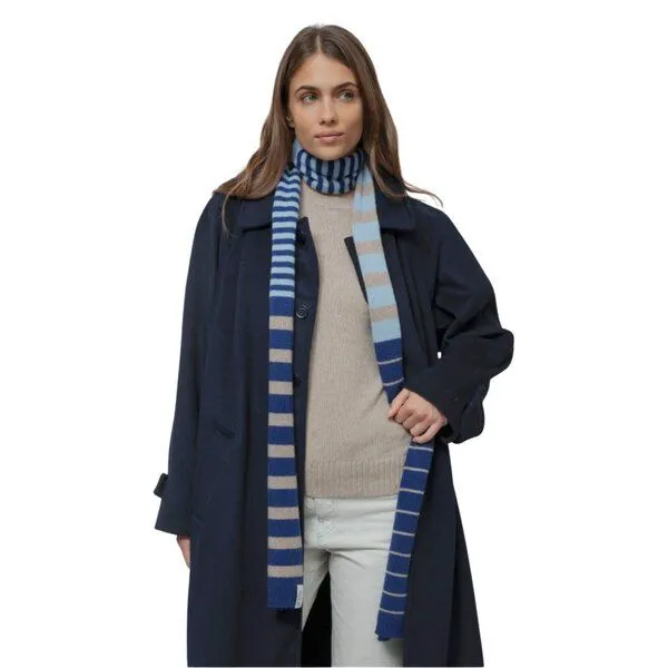 Rifò - Circular Fashion Made in Italy Rifò - Circular Fashion Made in Italy Schmaler Streifenschal Rino aus recycelter Kaschmirwolle, Multicolor blue, – Produktbild 4 von 4