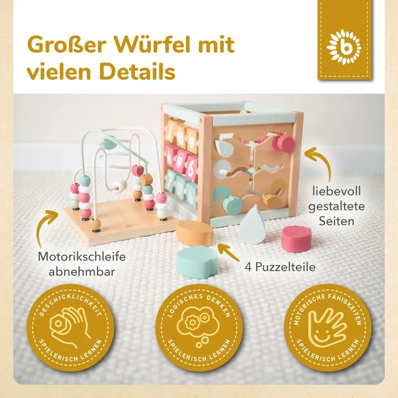 Bieco Bieco Motorikwürfel Berry - ab 12 Monate, Rosa, – Produktbild 2 von 3