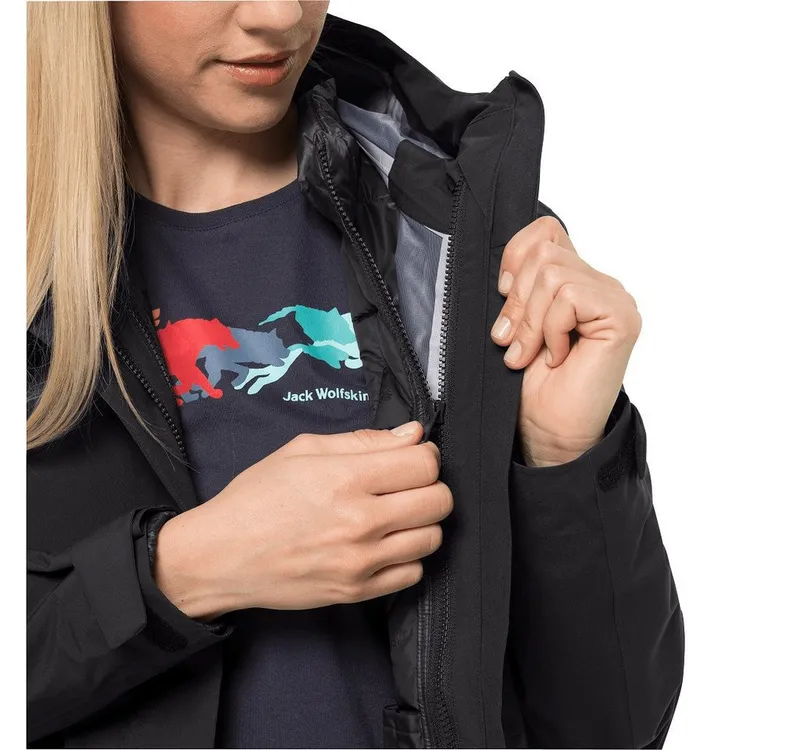 Jack Wolfskin Jack Wolfskin Wintermantel Silent Wisper Parka (wasser- und winddicht, PFC-frei) schwarz Damen, Schwarz, – Produktbild 4 von 6