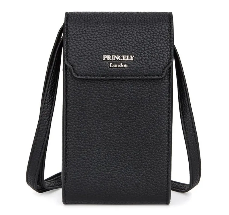 Princely London Handytasche Handytasche CELINA – Stilvoll, kompakt & immer griffbereit, Schwarz, – Produktbild 2 von 5