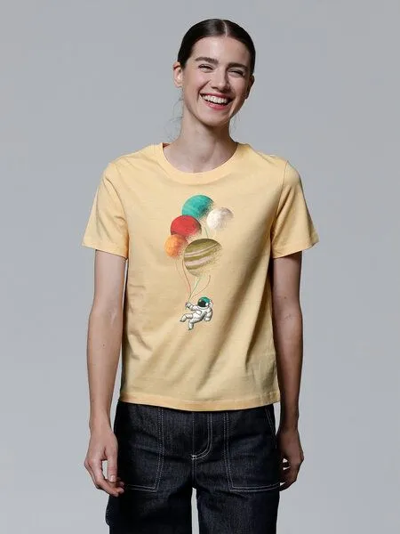 watapparel watapparel T-Shirt Frauen Balloon Spaceman, Nispero, – Produktbild 2 von 4