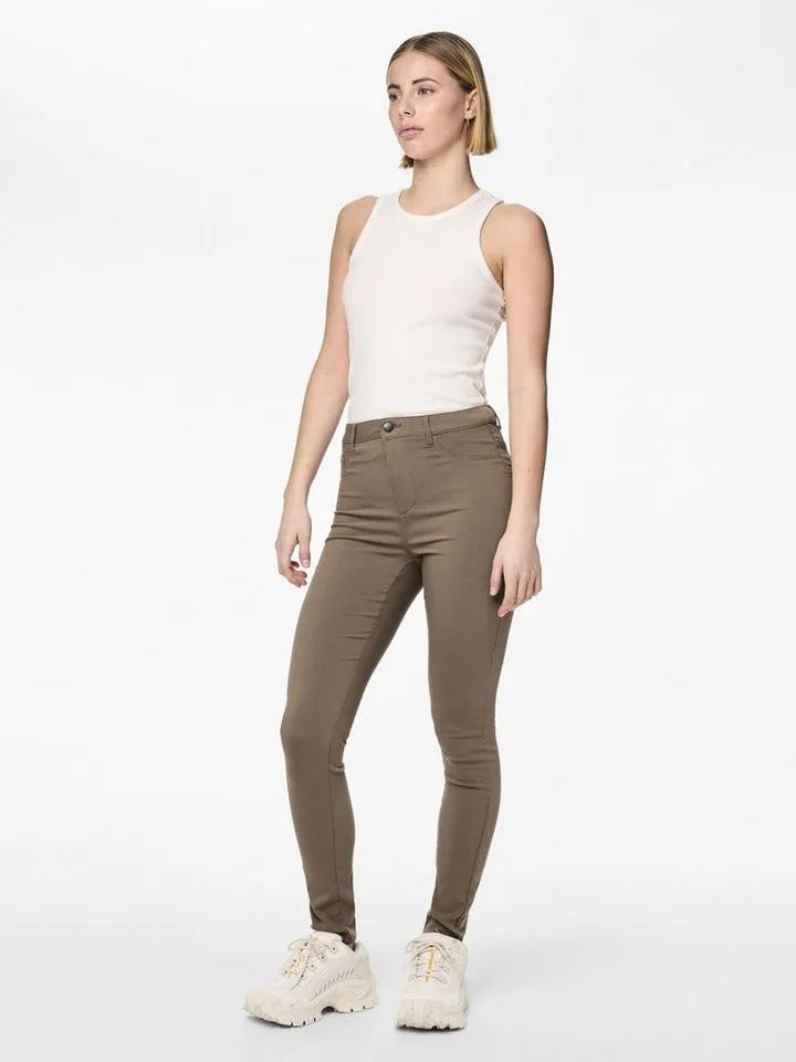 Pieces Pieces Skinny-fit-Jeans (1-tlg) Plain/ohne Details, Braun, – Produktbild 4 von 4