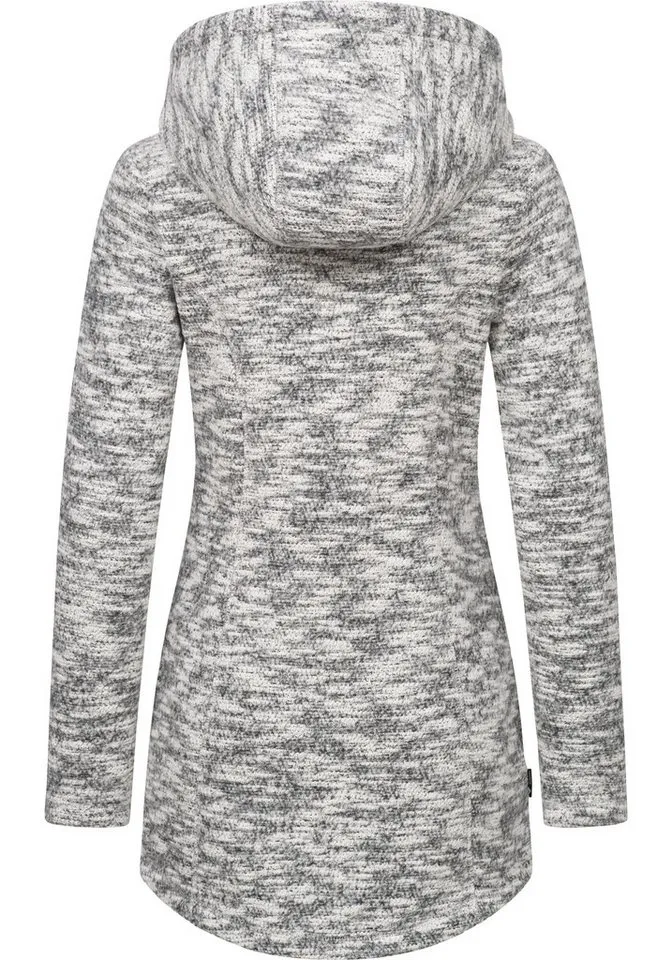 ragwear ragwear Longstrickjacke Leysha Melange Sportliche Kapuzenjacke in melierter Strick-Optik, Grau, – Produktbild 4 von 4