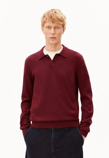 ARMEDANGELS ARMEDANGELS KNIT POLO Herren Polo aus Bio-Baumwolle, Velvet red, – Produktbild 1 von 4
