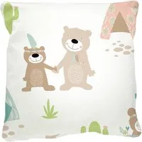 HANS NATUR Kissenbezug 40x40 cm Bio-Baumwolle "Indianerbären" Mit Reißverschluss, Mehrfarbig, – Produktbild 1 von 1