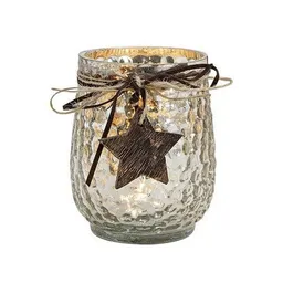 Mitienda Shop Mitienda Shop Windlicht aus silbernem Glas mit Holz Stern Anhänger – Produktbild 1 von 1