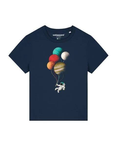 watapparel watapparel T-Shirt Frauen Balloon Spaceman, French navy, – Produktbild 1 von 3
