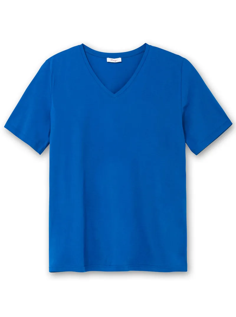 sheego V-Shirt kobaltblau, Kobaltblau, – Produktbild 1 von 2