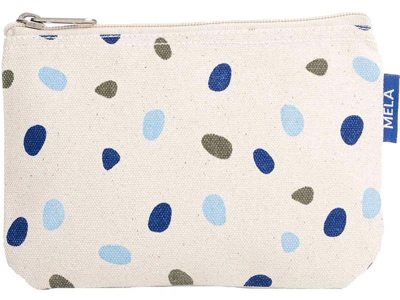MELA Kosmetiktasche Klein GOTS, Greige-bluedots, – Produktbild 1 von 2