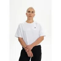MELA Cropped T-Shirt schwer JOSHNA Stickerei | von MELA | Fairtrade & GOTS zertifiziert, Weiss / kaffee, – Produktbild 1 von 1
