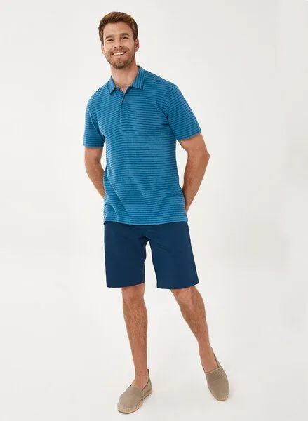 ORGANICATION ORGANICATION Gestreiftes Poloshirt aus Leinengemisch, Ocean/navy, – Produktbild 2 von 4